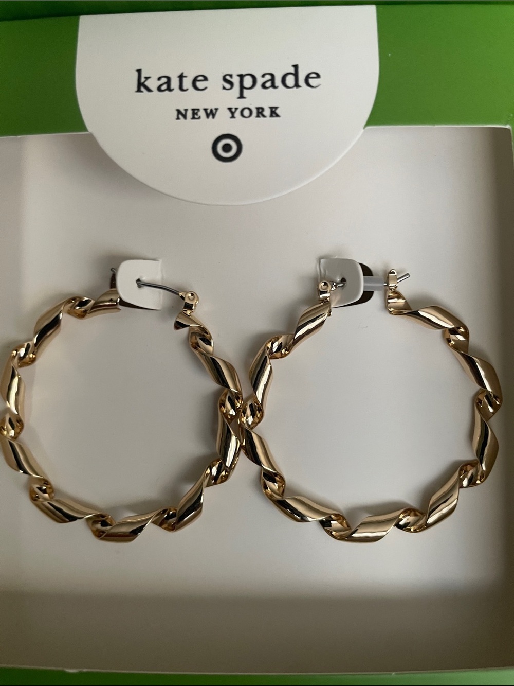 kate spade + Target Gold Twisted Hoop Earrings NIB - Picture 5 of 5